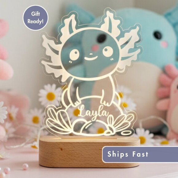 Personalized Axolotl Night Light – Custom LED Lamp for Kids - Picture 1 of 8